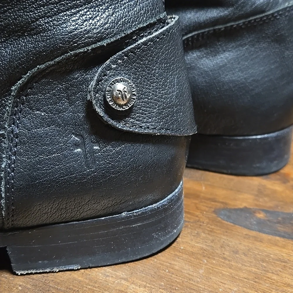 Frye Melissa Button Back Tall Black Leather Riding Style Boots Ladies Size 10